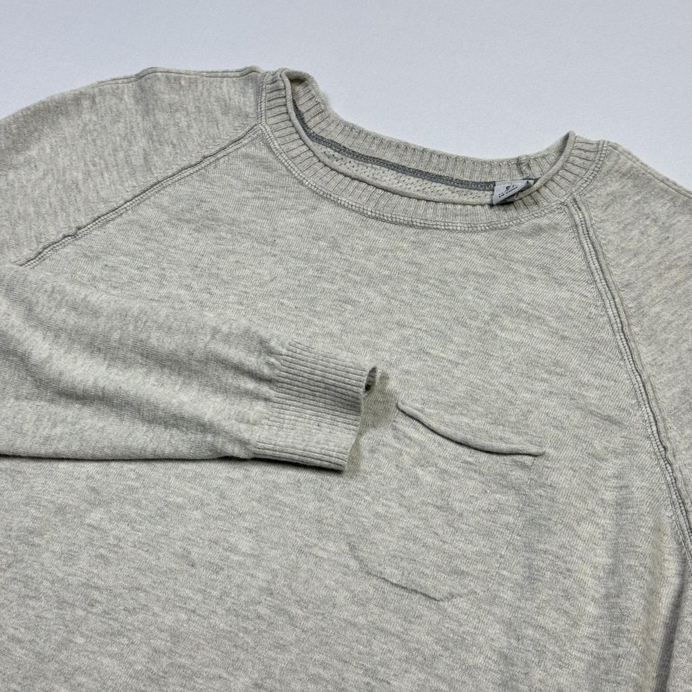 Tommy Bahama Sweater Womens Small Gray 100% Cotton Crewneck Pocket Knit Pullover